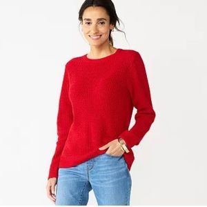 NWT, Croft & Barrow Red Crew Neck Sweater!